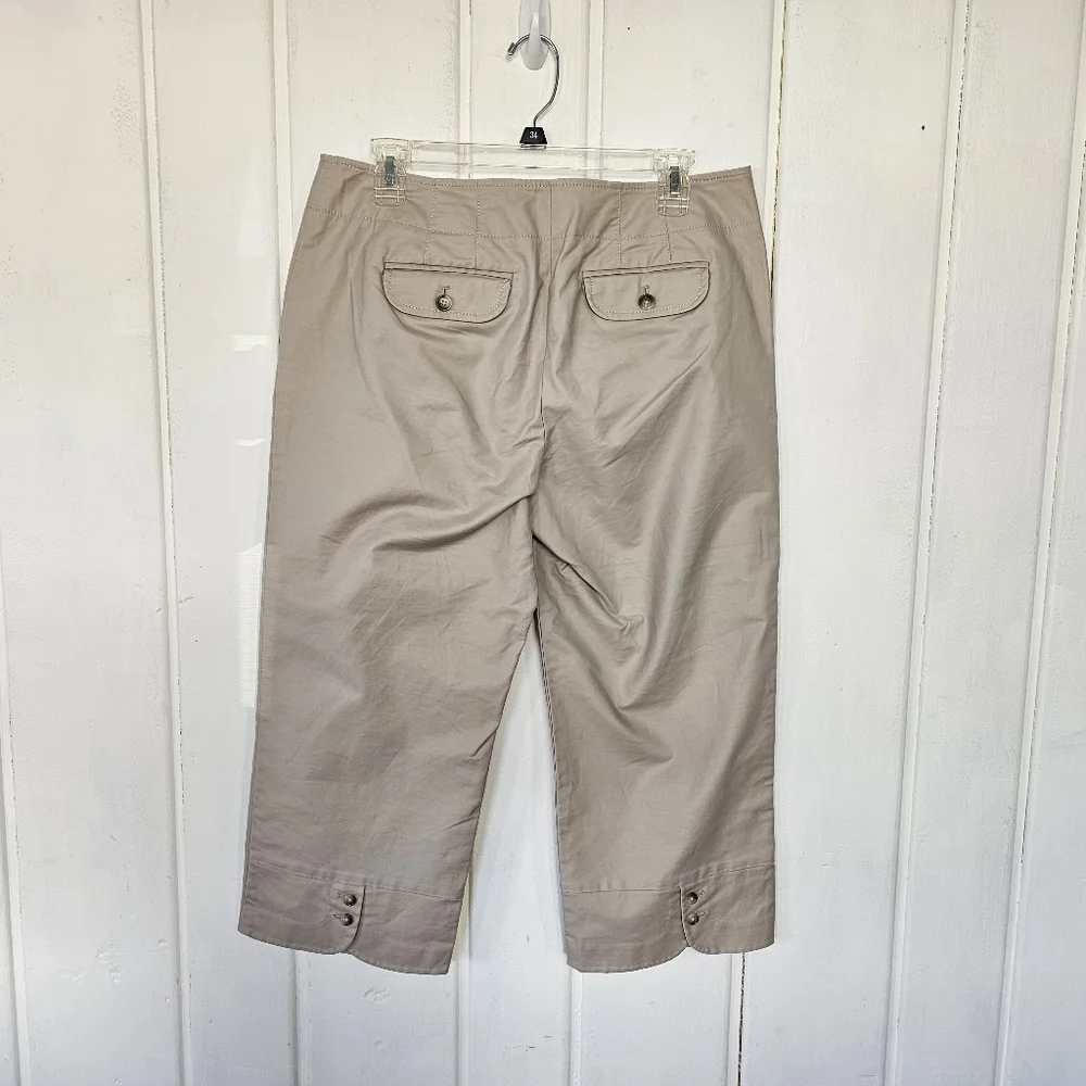 Ann Taylor Margot Khaki Wide Leg Capri Pants sz 10 - Picture 9 of 9